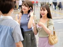 処女男くんを探して逆ナンパする素人娘二人！可愛い子ふたりが協力して童貞卒業エッチで賞金GET💖
